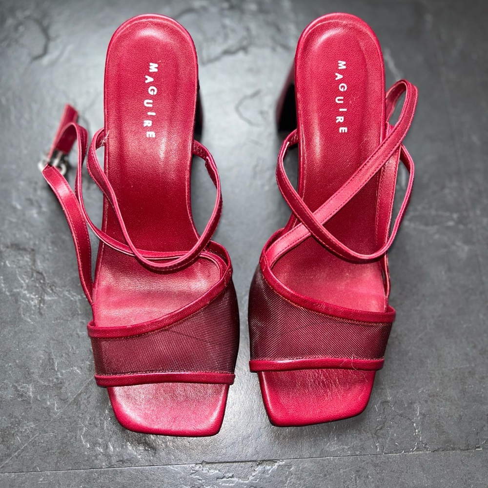 MAGUIRE Red Strappy Mesh Sandals